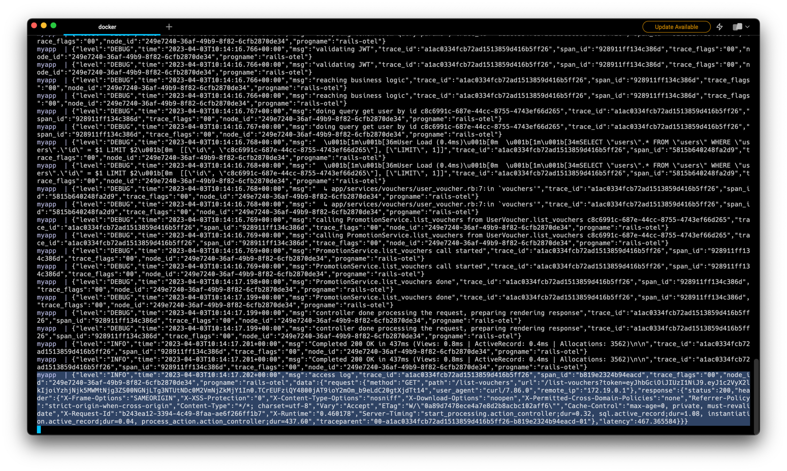 Figure 9. cURL To Validate Traceparent Header