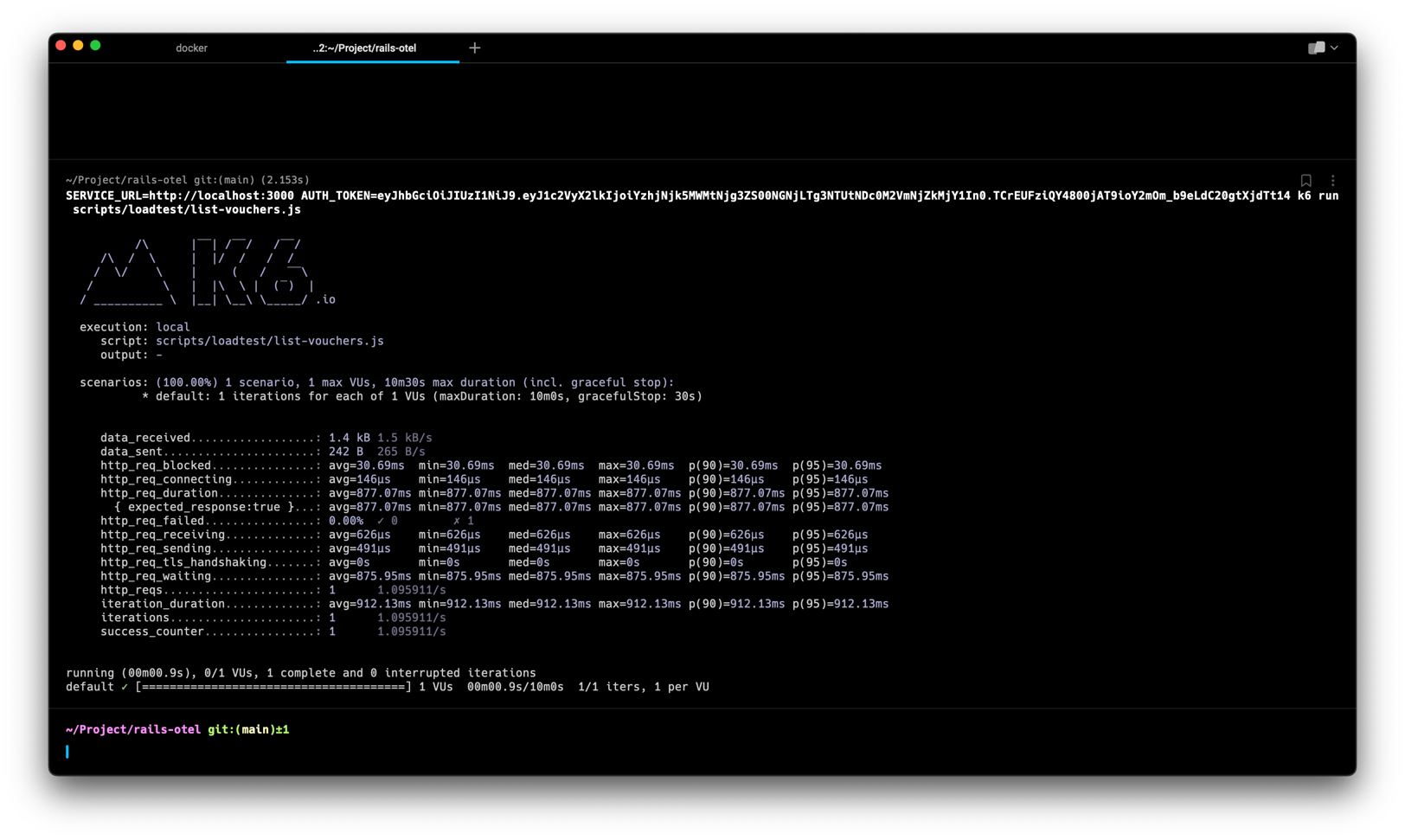 Figure 1. Run Simple K6 Command