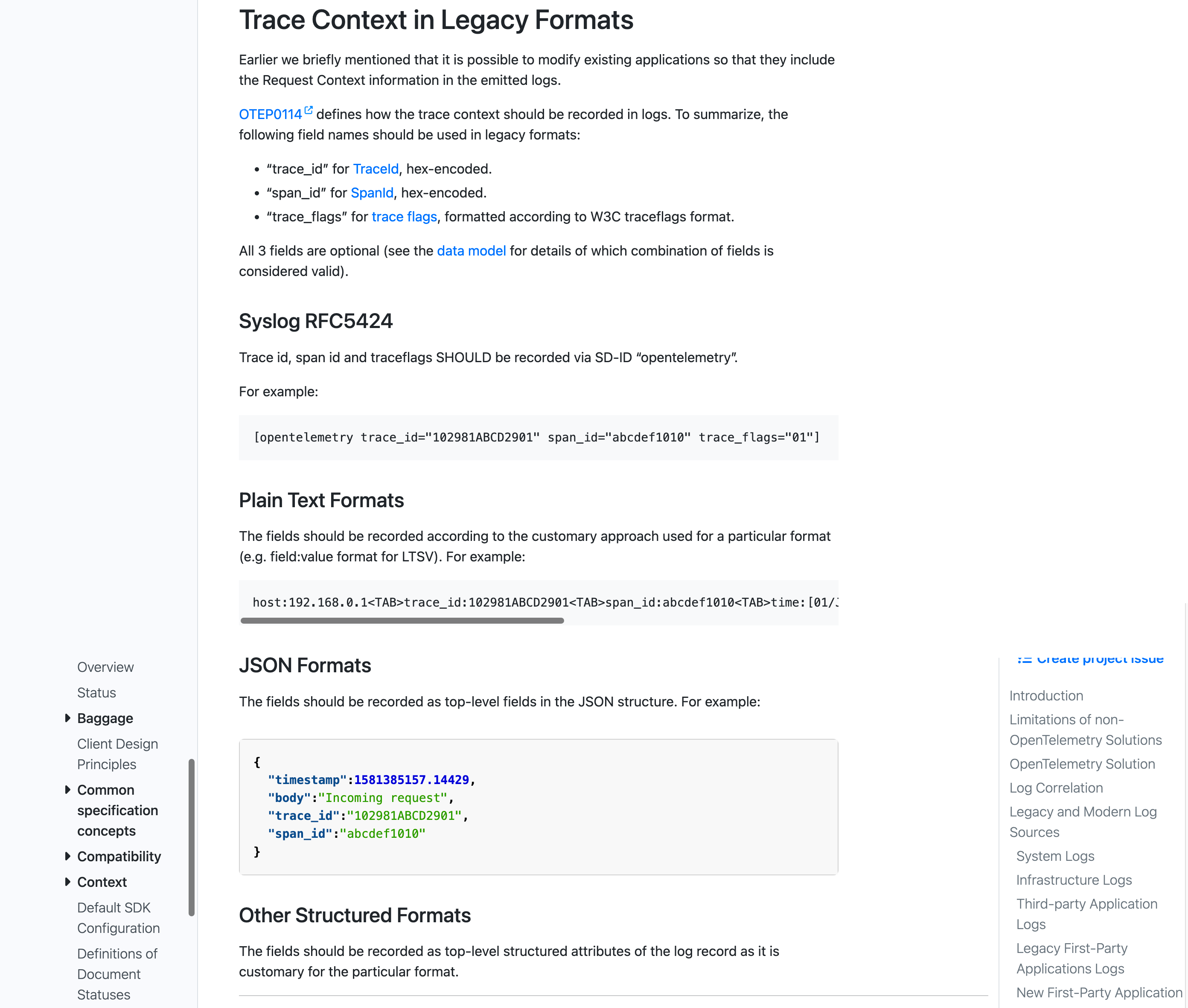 Figure 3. Trace Context in Legacy Formats