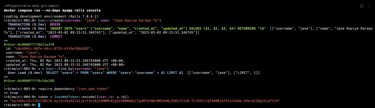 Figure 4. Insert user and generate JWT